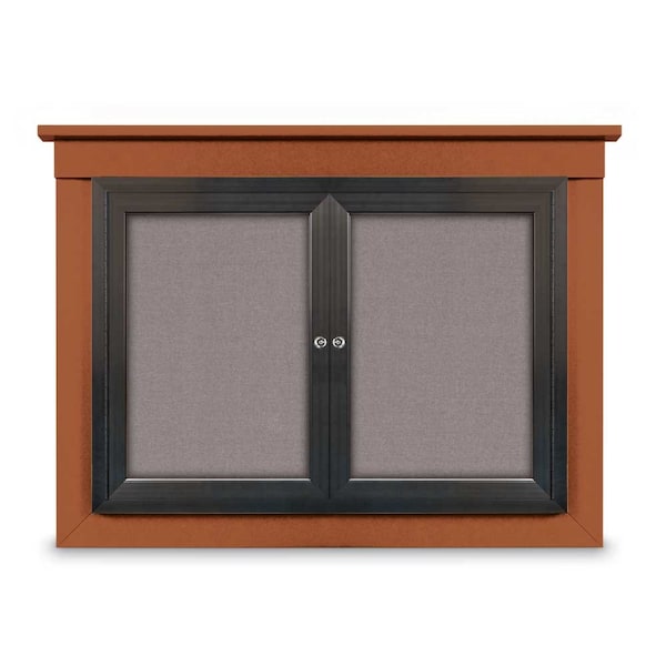 18"x24" 1-Door Enclosed Letterboard, Black Vinyl/Lt Oak